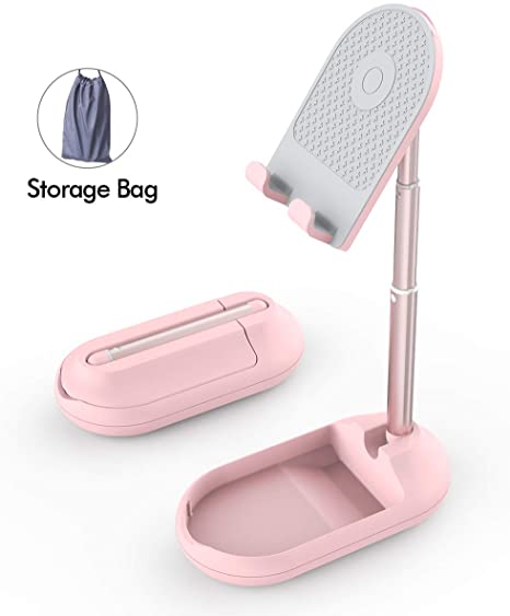 Adjustable Cell Phone Stand,licheers Foldable Cell Phone Stand for Desk,Portable Cell Phone Holder&Tablet Stand,Compatible with iPhone/iPad Mini/Kindle/Mobile Phone and More 4-9.7” Devices(Pink)