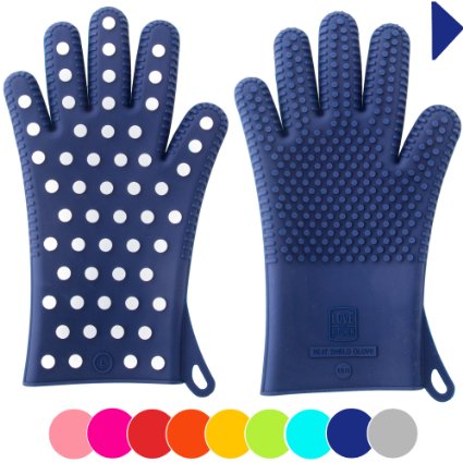 New For Summer 2016: Heavy-Duty Women's Silicone Oven Mitts | Designed in Italy, 2 Sizes Available | Great Gift for Mom | Heat Resistant Gloves For Her Cooking & Barbecue Needs (1 Pair XS/S, Blue)