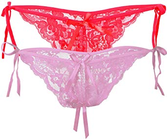 Verabella Women's Sexy Lace Low Rise Open Crotch Panties Tangas - 2,3,5,6 Pack