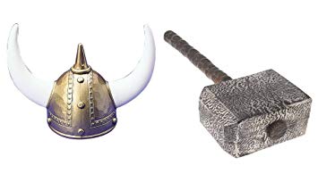 Thor Hammer Viking Helmet Bundle 2 Piece Set