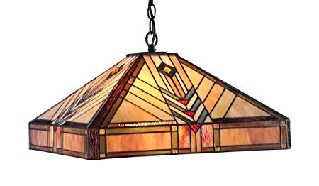 Chloe Lighting CH33422IM18-DH2 Edward Mission 2-Light Ceiling Pendant, 18-Inch, Multi-colored