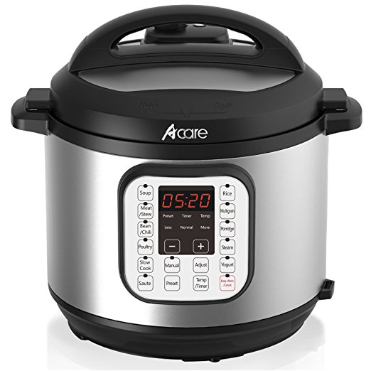 Electric Pressure Cooker, Acare 6 Qt 7-in-1 Programmable Multi-Cooker, Slow Cooker, Rice Cooker, Steamer, Yogurt Maker and Warming Pot, 1000W, Stainless Steel
