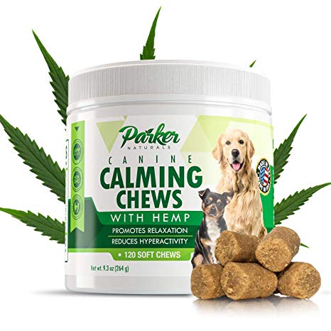 Natural Hemp Dog Calming Formula Supplement Soothes Canine Anxiety, Helps Keep Dogs Calm, Relieves Stress, Limits Barking & Chewing Fur. 120 Natural Soft Chews, Made in USA, 100% Guaranteed Quality