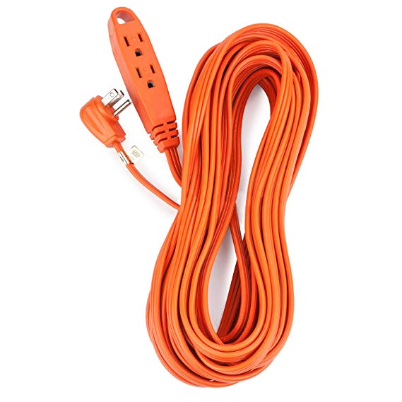 Aurum Cables 40 Feet 3 Outlet Extension Cord 16AWG Indoor/Outdoor Use - Orange - UL Listed