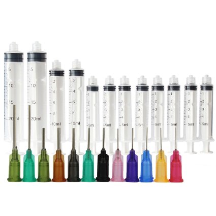 Bstean Glue Applicator Syringe with Blunt Needle Industrial Grade Luer Lock Assorted Stainless Steel Tips - Set of 12 (Set)