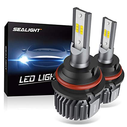 SEALIGHT 9007 HB5 LED Headlight Bulbs Fanless 6000K White High Low Beam CSP Chips Halogen Headlight Replacement 30W 5000Lumens