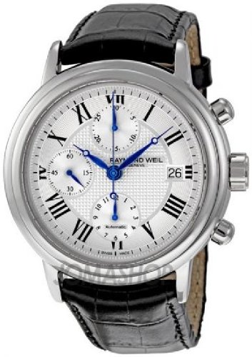 Men's 7737-STC-00659 Maestro Black Leaher Strap Watch