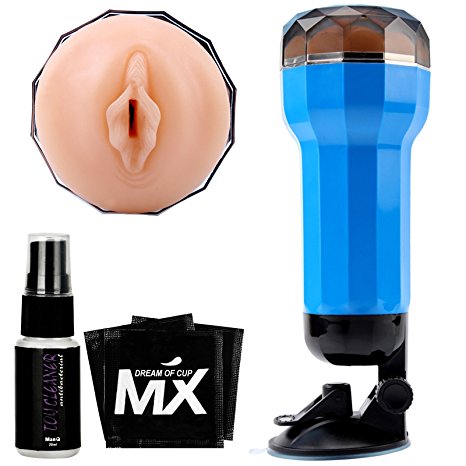 Tracy's Dog Pocket Vagina Pussy Hands-free Male Masturbation Cup with Adjustable Suction Cup Water Based Lubricant and Spray