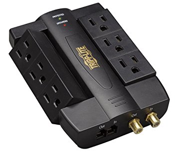Tripp Lite 6 Swivel Outlet Direct Plug-in Audio/Video Surge Protector Tel/Modem/Coax (HTSWIVEL6)
