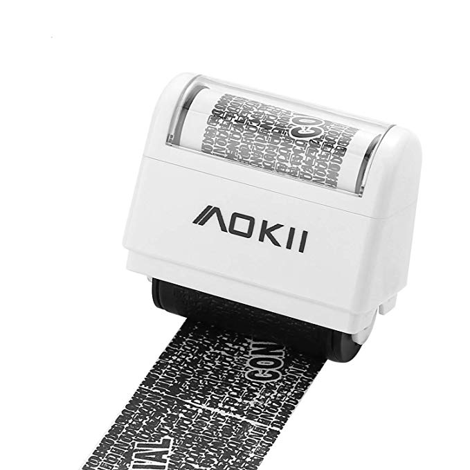 AOKII Wide Roller Stamp Identity Theft Stamp, Perfect for Privacy Protection (White) (White)