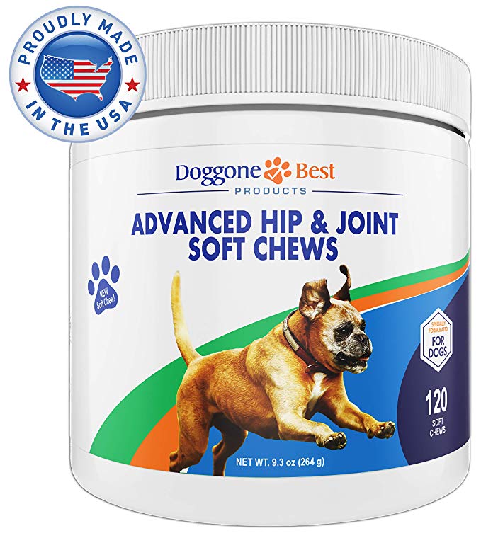Dog Joint Supplement Chews - All Natural Glucosamine, Chondroitin, MSM & Organic Turmeric is Best to Help Relieve Hip & Joint Pain - Tasty Duck Flavored Treats - Made in The USA - 120 Soft Chews