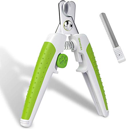 Iokheira Dog Nail Clippers and Trimmer with Safety Guard to Avoid Over-Cutting, Lock Switch, Free Nail File, Sturdy Non Slip Handles, Professional Grooming Tools for Dog & Cat Pets