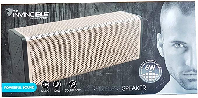 ‘The Invincible’ Heavy Duty 6W Bluetooth Speaker with 360 Sound, FM Transmitter & SD Card Input- Gold