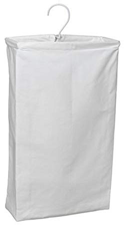 Household Essentials 148 Hanging Cotton Canvas Laundry Hamper Bag | White