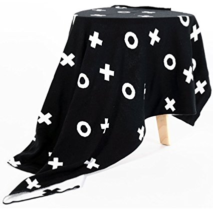 Baby Blanket Black White Cute Knitted Plaid For Bed Sofa Cobertores Mantas BedSpread Bath Towels Play Mat(black)