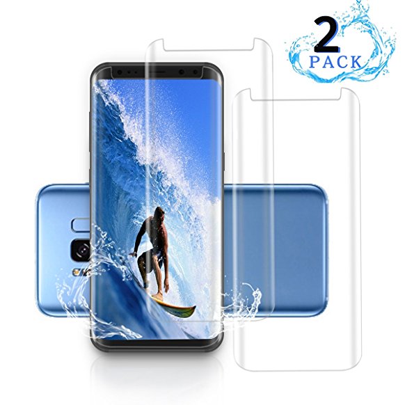 Besprotek Screen Protector for Galaxy S8, 2-Pack Tempered Glass Premium High Definition Clear, Anti-Scratch / Fingerprint 3D Curved Edge (S8 2-Pack)