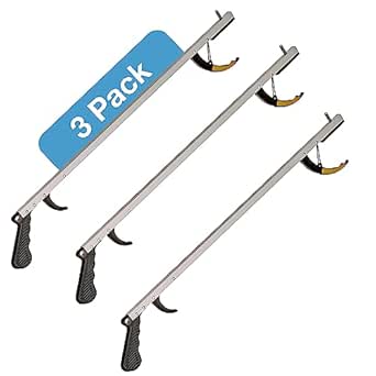 Sammons Preston Reacher, Standard, 26", Grabber Reacher Tool, Lightweight Trash Picker Grabber & Garden Nabber, Aluminum Pick Up Tool & Reaching Claw, Portable Reaching Assist & Dressing Tool, 3 Pack