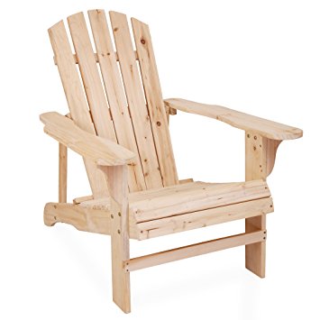 Songsen Outdoor Log Wood Adirondack Lounge Chair Patio Deck Garden Furniture - Natural