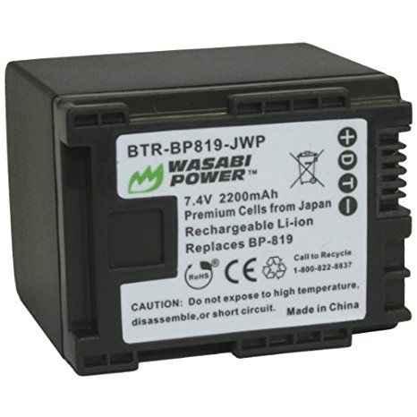 Wasabi Power Battery for Canon BP-819 (2200mAh) and Canon VIXIA HF G10, HF G20, HF M30, HF M31, HF M32, HF M40, HF M41, HF M300, HF M400, HF S10, HF S11, HF S20, HF S21, HF S30, HF S100, HF S200, HF20, HF21, HF100, HF100, HF200, HG20, HG21, XA10