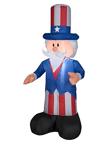 Gemmy Airblown Inflatable Patriotic Uncle Sam with Top Hat July 4th Life Sized Decoration - 4-foot Tall