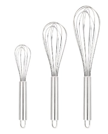 Clearance Sale - Ouddy Stainless Steel Whisk Kitchen Whisk Balloon Whisk Set Wire Whisk Egg Frother Milk and Egg Beater Blender Kitchen Utensils for Blending Whisking Beating and StirringSet of 3