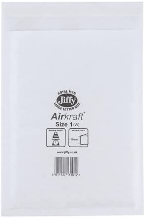 Jiffy Airkraft Postal Bags Bubble-lined Peel and Seal No.1 White 170x245mm Ref JL-AMP-1-10 [Pack of 10]