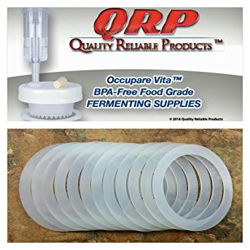 QRP SEALS for Mason Jars Reusable Food Grade Silicone STAY INSIDE the REGULAR or WIDE MOUTH Plastic Cap Lid (12 REGULAR MOUTH)
