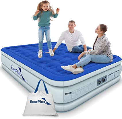 EnerPlex Air Mattress with Built-in Pump - Double Height Inflatable Mattress for Camping, Home & Portable Travel - Durable Blow Up Bed with Dual Pump - Easy to Inflate/Quick Set UP