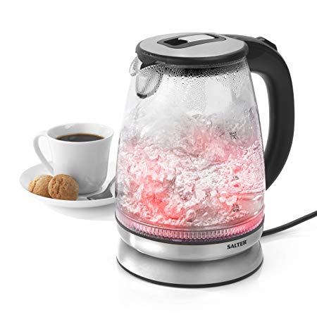 Salter EK2841SS Colour Changing Glass Kettle with LED Illumination, Silver