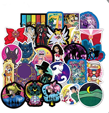 Sailor Moon PVC Waterproof Stickers for Laptop, Notebooks, Car, Bicycle, Skateboards, Luggage Decoration 50PCS (Sailor Moon)