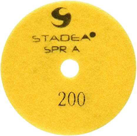 Stadea DPPD04SPRA200G1P Dry Marble Diamond Polishing Pad for Marble Granite Glass Travertine Concrete Stone Sanding Polishing with 4-Inch Grit 200