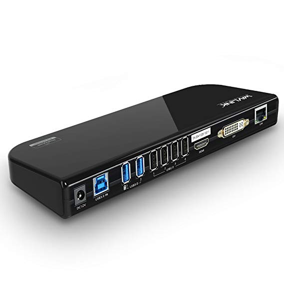 Wavlink USB 3.0 Universal Docking Station, Dual Video Monitor Display HDMI & DVI/VGA with Gigabit Ethernet, Audio, 6 USB Ports for Laptop, Ultrabook and PCs