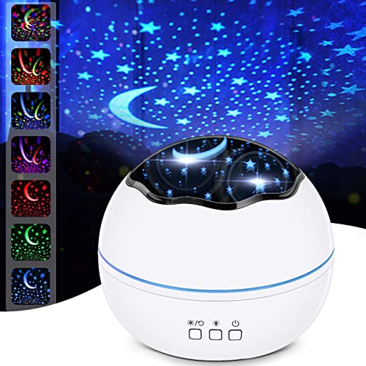 HOKEKI Night Light, Star Projector, Lights for Room, LED Light Projector for Bedroom, Bedside Lamp, 8 Lighting Modes, Adjustable Brightness, 360° Rotation, Suitable for Living Room, Party,Room