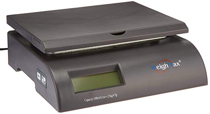 Weighmax Capacity Postal Shipping Scale, Battery and AC Adapter Included, Gray (W-2822-50-GRAY)