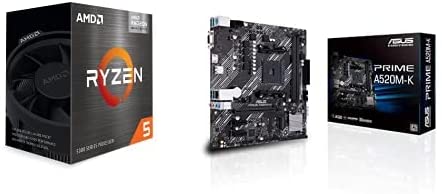 AMD Ryzen 5 5600G 6-Core 12-Thread Desktop Processor with Radeon Graphics and ASUS Prime A520M-K AMD AM4 (3rd Gen Ryzen) Micro-ATX Motherboard