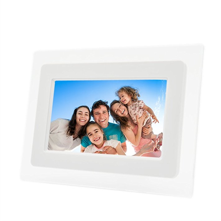 7 Inch TFT LCD Wide Screen Digital 2000 Photos Display Frame with Calendar Support Tf Sd /Sdhc /Usb Flash Drives(white)- Support 32GB SD Card