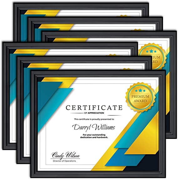 Langdon House 8.5x11 Certificate Frames Set (Black, 12 Pack) Distinguished Edging for Classic Style, Richland Collection