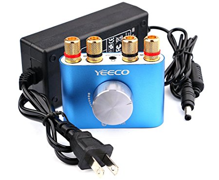 Yeeco Hifi Mini Bluetooth Amplifier 30W 30W DC 12/24V Wireless Bluetooth Stereo Dual Channel Audio Receiver Power Amp Ampli Board with US-type Power Supply Adapter for Sound Audio System