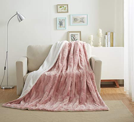 Tache 90x90 Faux Fur Dusty Rose Pink Soft Throw Blanket
