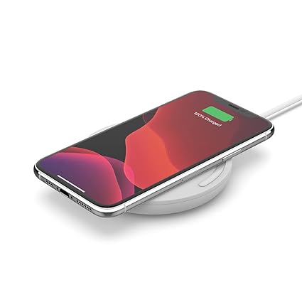 Belkin Boostcharge USB 3.0 15W Fast Wireless Charging Pad, Case Compatible for iPhones, Galaxy, Pixel and Other Cellular Phones Qi Enabled Devices (White, Large, Wia002Btwh- Ac Adapter Not Included)