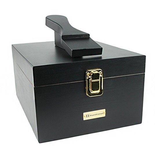 FootFitter Shoe Shine Valet Box with Shoe Rest - Genuine Hardwood Box for Shoe Care Supplies!