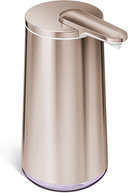 simplehuman Polished Foam Sensor Pump with Lavender Soap Refillable Cartridge, High-Grade Rose Gold Stainless Steel