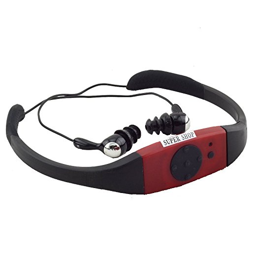 Supershop® 4GB Swimming Diving Water Waterproof MP3 Player FM Radio Earphone Red