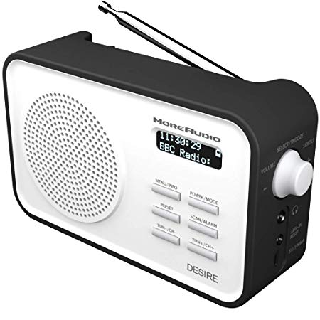 AZATOM MoreAudio Desire DAB Digital FM Radio Alarm Clock - Portable - Rechargable battery - Timer (Black)