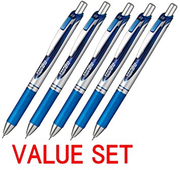 Pentel New EnerGel Deluxe RTX Retractable Liquid Gel Pen,Ultra Micro Point 0.3mm, Fine Line, Needle Tip, Blue Ink Value set of 5 (With Our Shop Original Product Description)