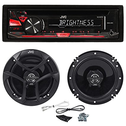 Package: JVC KD-R370 In-Dash Car Stereo CD/MP3 Player Receiver w/Dual Aux Inputs   Pair of JVC CS-J620 Wireless 6.5" 2-Way Coaxial Car Speakers Totaling 600 Watt Peak/60 Watt RMS