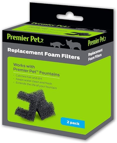 Replacement Foam Filters, 2 Pack for The PremierPet Fountain