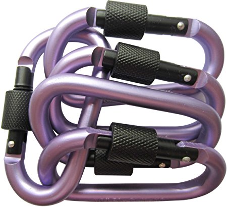 LeBeila Carabiner Aluminum Screw Locking Spring Clip Hook Outdoor D Shaped Keychain Buckle for Camping, Hiking, Fishing (Light Purple)