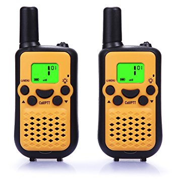Walkie Talkies, Wireless Interphone 22 Channel FRS/GMRS 2 Way Radio 2 miles (up to 3 Miles) UHF Handheld Walkie Talkies for Kids,Business Outdoor Use (1 pair)(Yellow)
