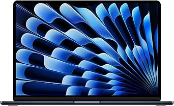 Apple 15" MacBook Air Laptop mit M3 Chip: 15,3" Liquid Retina Display, 16 GB gemeinsamer Arbeitsspeicher, 256 GB SSD Speicher, beleuchtete Tastatur, 1080p FaceTime HD Kamera, Touch ID, Mitternacht